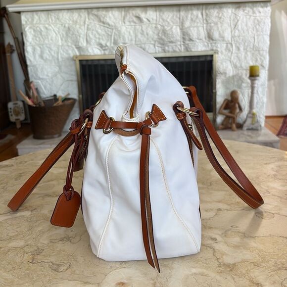 Dooney & Bourke Florentine Smith Bag Leather & White Nylon Vintage - Picture 4 of 16